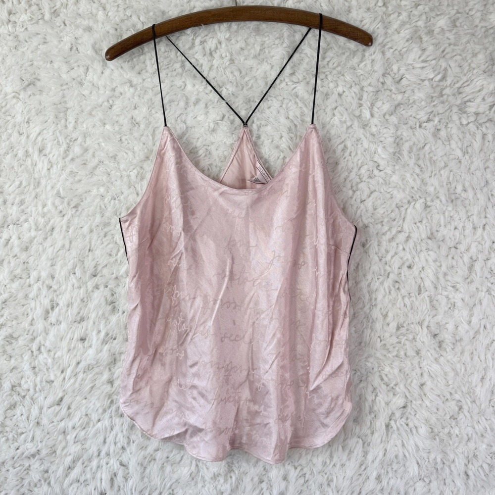 Victoria's Secret Pink Satin Logo Cami Tank Top Women's XL